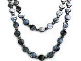 46 Inch Long Genuine Black Pearl and Mother of Pearl Necklace