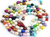 81 Inch Long Genuine multicolor mix Pearl Necklace Rope