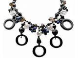 18 Inch Genuine Onyx, Pearl and Crystal Necklace