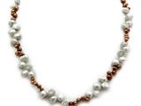 40 Inch Long Genuine Gold and Silver dyed Pearl Rope Necklace