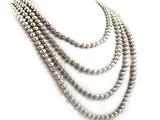 92 Inch Extra Long Genuine Silver Grey Pearl Necklace