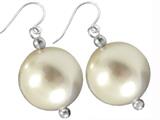 20mm White Genuine South Sea Shell Majorca Pearl Hanging Earrings