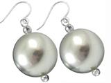 20mm Silver Grey Genuine South Sea Shell Majorca Pearl Hanging Earrings