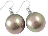 20mm Coffee Genuine South Sea Shell Majorca Pearl Hanging Earrings