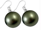 20mm Black Genuine South Sea Shell Majorca Pearl Hanging Earrings
