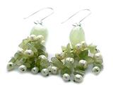 2 Inch Drop Pearl and Jade Earrings