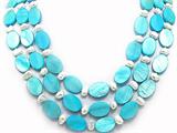 Genuine 58 Inch Long Pearl and Blue Mother of Pearl Necklace