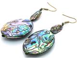 2.5 Inch Large Genuine Mother of Pearl Abalone Shell Earrings