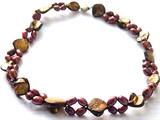 Genuine 17 Inch Red Pearl and Gold Mother of Pearl Shell Necklace