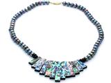 16 Inch Genuine Black Pearl and Mother of Pearl Abalone Shell Necklace