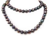 35 Inch 9-10mm Genuine Black Pearl Necklace