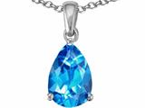 Tommaso Design™ Genuine 9x6mm Pear Shape Blue Topaz Pendant