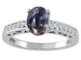 Tommaso Design™ Oval 8x6mm Simulated Alexandrite And Diamond Solitaire Engagement Ring