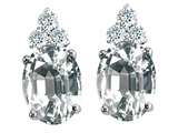Tommaso Design™ Oval 8x6mm Genuine White Topaz and Diamond Earrings