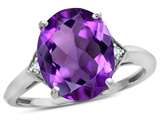 Tommaso Design™ Oval 12x10mm Genuine Amethyst and Diamond Ring