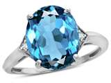 Tommaso Design™ Oval 12x10mm Genuine Blue Topaz and Diamond Ring