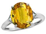 Tommaso Design™ Oval 12x10mm Genuine Citrine and Diamond Ring