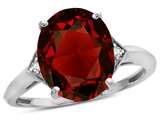 Tommaso Design™ Oval 12x10mm Genuine Garnet and Diamond Ring