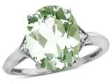 Tommaso Design™ Oval 12x10mm Genuine Green Amethyst and Diamond Ring