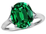 Tommaso Design™ Oval 12x10mm Simulated Emerald And Diamond Ring