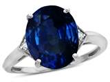 Tommaso Design™ Oval 12x10mm Created  Sapphire and Diamond Ring