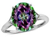 Tommaso Design™ Oval 12x10mm Mystic Rainbow Topaz and Diamond Ring