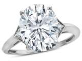Tommaso Design™ Oval Genuine White Topaz and Diamond Ring