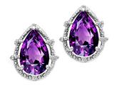 Tommaso Design™ Pear Shape 10x7mm Genuine Amethyst and Diamond Earrings