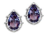 Tommaso Design™ Pear Shape 10x7mm Simulated Alexandrite and Diamond Earrings