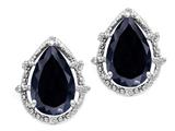 Tommaso Design™ Pear Shape 10x7mm Genuine Black Sapphire and Diamond Earrings