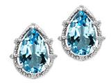 Tommaso Design™ Pear Shape 10x7mm Genuine Blue Topaz and Diamond Earrings