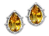 Tommaso Design™ Pear Shape 10x7mm Genuine Citrine and Diamond Earrings