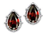 Tommaso Design™ Pear Shape 10x7mm Genuine Garnet and Diamond Earrings