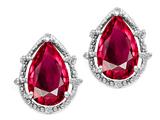 Tommaso Design™ Pear Shape 10x7mm Created Ruby and Diamond Earrings