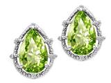 Tommaso Design™ Pear Shape 10x7mm Genuine Peridot and Diamond Earrings