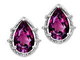 Tommaso Design™ Pear Shape 10x7mm Genuine Rhodolite and Diamond Earrings