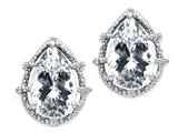Tommaso Design™ Pear Shape 10x7mm Genuine White Topaz and Diamond Earrings