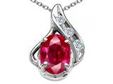 Tommaso Design™ Oval 7x5mm Created Ruby and Diamond Pendant