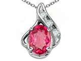 Tommaso Design™ Oval 7x5mm Genuine Pink Tourmaline and Diamond Pendant
