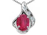 Tommaso Design™ Genuine Oval Ruby and Diamond Pendant