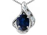 Tommaso Design™ Oval Genuine Sapphire and Diamond Pendant