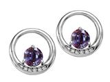 Tommaso Design™ Round 5 mm Simulated Alexandrite and Diamond Earrings