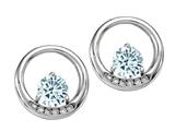 Tommaso Design™ Round 5 mm Genuine Aquamarine and Diamond Earrings