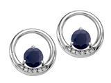 Tommaso Design™ Round 5 mm Genuine Black Sapphire and Diamond Earrings