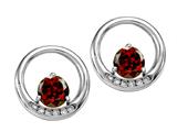 Tommaso Design™ Round 5 mm Genuine Garnet and Diamond Earrings