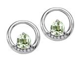 Tommaso Design™ Round 5 mm Genuine Green Amethyst and Diamond Earrings