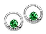 Tommaso Design™ Round 5mm Simulated Emerald And Diamond Earrings