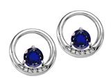 Tommaso Design™ Round 5 mm Created Sapphire and Diamond Earrings