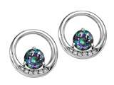 Tommaso Design™ Round 5 mm Rainbow Mystic Topaz and Diamond Earrings