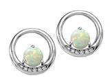 Tommaso Design™ Round 5mm Genuine Opal and Diamond Earrings